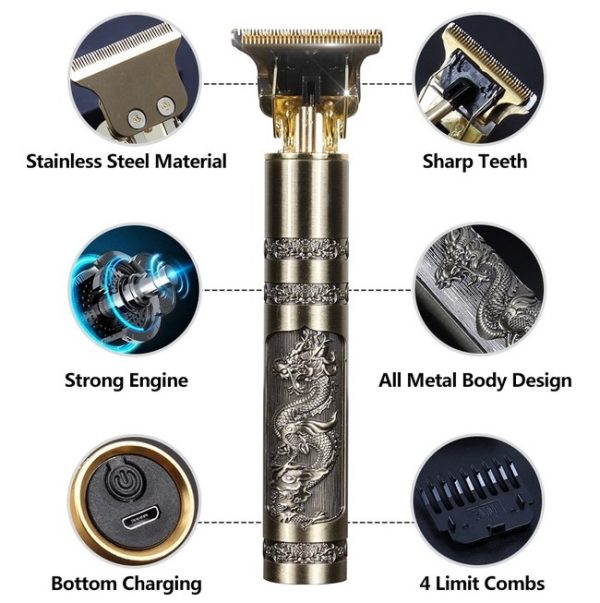 T9 Professional  Beard Trimmer  Haircut Shaving Machine for Men (Metal Body)