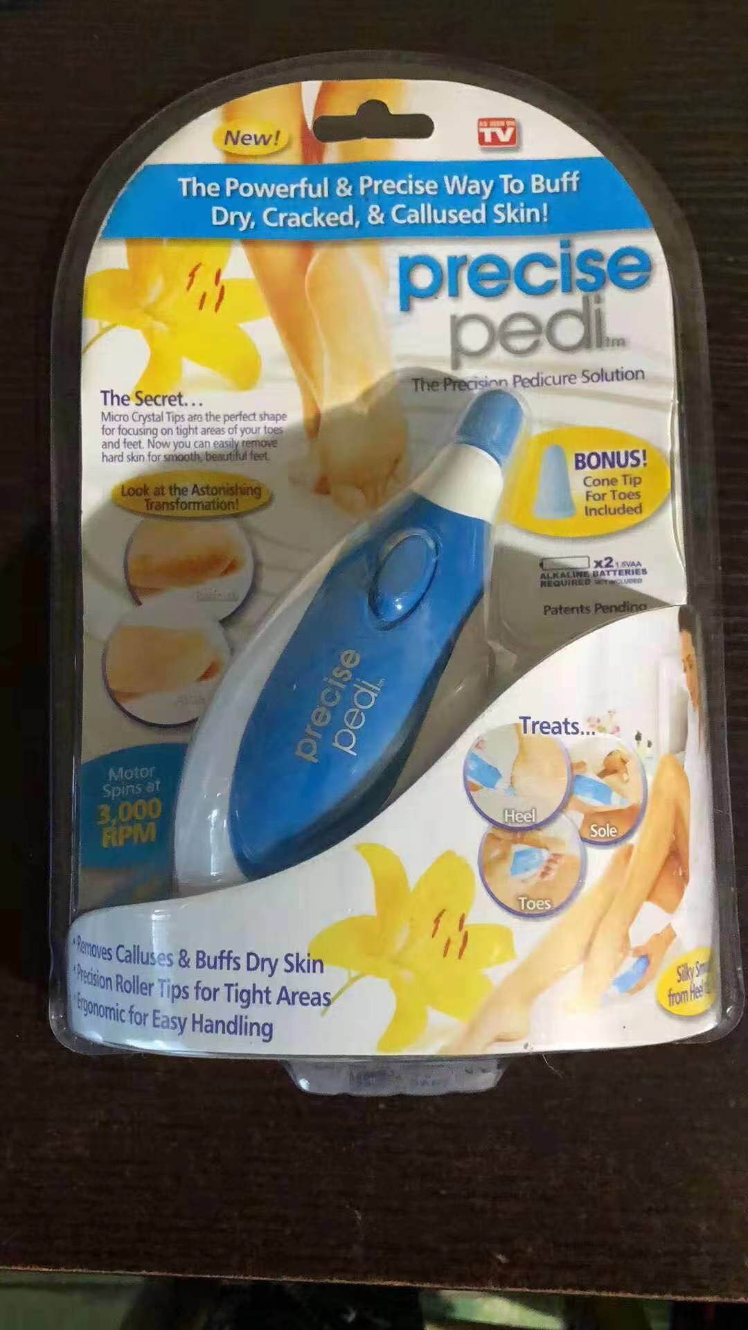 6af77d3d-ec9c-4afe-ba92-54af2edc2a08.jpeg Precise Pedi - Electric Callus Remover Foot File, Cordless (Cell Operated) - Image 1
